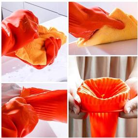 img 2 attached to 🧤 Reusable Waterproof Rubber Gloves - 3 Pairs for Kitchen, Cleaning, and Household Use