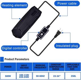 img 1 attached to Aquarium Heater with External Temperature Controller, LED Display for Marine & Fresh Water - Submersible Fish Tank Heater (30-180 Gallon)