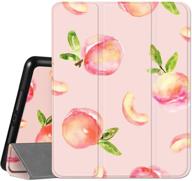 🍑 space ipad pro 12.9 case 5th gen 2021 - peach fruit ipad pro 12.9 inch case with pencil holder - cute peach pink cover 2020 4th & 2018 3rd gen - women's auto sleep wake - a2378 a2461 a2379 compatible logo