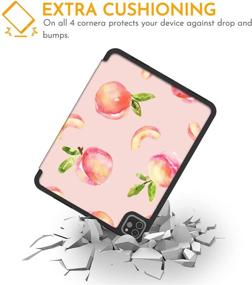 img 1 attached to 🍑 Space iPad Pro 12.9 Case 5th Gen 2021 - Peach Fruit iPad Pro 12.9 inch Case with Pencil Holder - Cute Peach Pink Cover 2020 4th & 2018 3rd Gen - Women's Auto Sleep Wake - A2378 A2461 A2379 Compatible