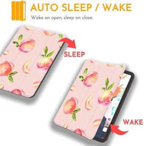 img 2 attached to 🍑 Space iPad Pro 12.9 Case 5th Gen 2021 - Peach Fruit iPad Pro 12.9 inch Case with Pencil Holder - Cute Peach Pink Cover 2020 4th & 2018 3rd Gen - Women's Auto Sleep Wake - A2378 A2461 A2379 Compatible