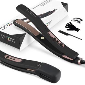 img 4 attached to Prizm Patented 30-Degree Curved Hair Iron, 1-Inch Flat Iron for Hair Professional Hair Straightener and Curler in One, Complete Styling Control