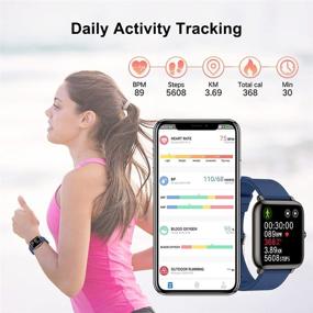 img 1 attached to Donerton Умные часы для Android телефонов - Фитнес-трекер с монитором сердечного ритма и сна, водонепроницаемый педометр с подсчетом шагов - Голубые