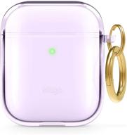 🌸 стильный фиолетовый чехол elago clear airpods с карабином для apple airpods 1 & 2 логотип