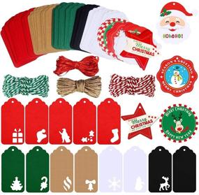 img 4 attached to 🎁 Winlyn 170 Pcs Christmas Wrap Tags with Hollow Christmas Tree, Santa, Snowflake Designs - Holiday Hang Tags for Arts Crafts Wedding Christmas Festival, Party Favor Tags with Twines