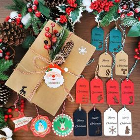 img 2 attached to 🎁 Winlyn 170 Pcs Christmas Wrap Tags with Hollow Christmas Tree, Santa, Snowflake Designs - Holiday Hang Tags for Arts Crafts Wedding Christmas Festival, Party Favor Tags with Twines
