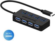 sabrent hb-umc4: 4 port usb c to usb 3.0 data hub - individual power switches and leds, macbook pro compatible logo