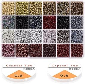 img 4 attached to ⚖️ Yholin Glass Seed Beads Starter Kit: 3360pcs 4mm 6/0 Small Craft Beads - Bracelet Necklace Jewelry Making Supplies with Needle, Tweezers, and Elastic String