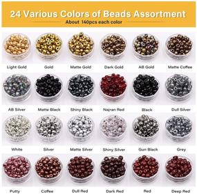 img 3 attached to ⚖️ Yholin Glass Seed Beads Starter Kit: 3360pcs 4mm 6/0 Small Craft Beads - Bracelet Necklace Jewelry Making Supplies with Needle, Tweezers, and Elastic String