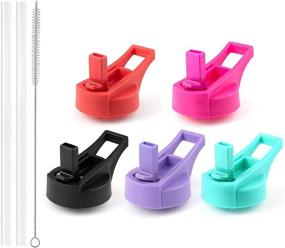 img 1 attached to 🥤 N-A Wide Mouth Straw Lid 12-64oz: Flip-Top Design, Handle, 2 Lids | 5 Color Options