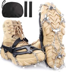 img 4 attached to 🏔️ Sheefly Crampons Ice Cleats Traction - 19 Spikes Snow Grips Ice Grippers Traction - Anti-Slip Stainless Steel Spikes for Shoes and Boots - Microspikes for Running, Hiking, Climbing, Fishing, Running