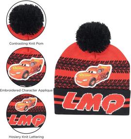 img 2 attached to Disney Winter Hat & Gloves Set: Lightning McQueen Baby Beanie for Kids Ages 2-4