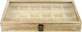 img 2 attached to 🎀 Stylish MOOCA Oak Wood Jewelry Storage Case with Glass Lid - 18 Compartments Tray Included