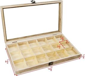 img 3 attached to 🎀 Stylish MOOCA Oak Wood Jewelry Storage Case with Glass Lid - 18 Compartments Tray Included