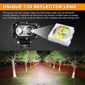 img 2 attached to 🔦 Auxbeam 4 Inch LED Pod: Powerful Square Offroad Flood Beam Lights for Jeep Wrangler, Truck, SUV, ATV, UTV - 2 Pcs