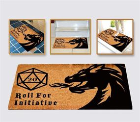 img 3 attached to 🐉 Attention Gamers: Roll for Initiative with our Funny Dragon and D20 Welcome Mat! Non-Slip Backing, 30"x18
