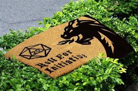img 1 attached to 🐉 Attention Gamers: Roll for Initiative with our Funny Dragon and D20 Welcome Mat! Non-Slip Backing, 30"x18