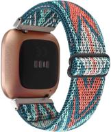 🏋️ премиум нейлоновый эластичный ремешок для fitbit versa/versa 2/versa lite - зеленая стрела логотип