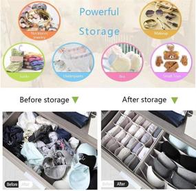 img 3 attached to 📦 Beige Washable & Foldable Storage Boxes for Underwear Drawer Organization - Set of 4 | Houseware Closet Dividers