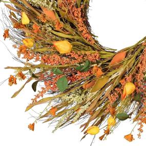 img 1 attached to 🌾 Fall Harvest Gold Wheat Ears Wreath - Perfect for Front Door, Wall, Wedding & Thanksgiving Home Decor