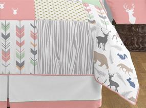 img 1 attached to 🦌 Coral, Mint, and Grey Woodsy Deer Girls Full/Queen Bedding Set by Sweet Jojo Designs