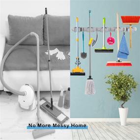 img 1 attached to Surmopeak Broom Holder Broom Organizer Wall Mount Mop Broom Hanger Broom Storage Rack