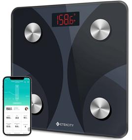 img 4 attached to 🛀 Smart Digital Bathroom Weighing Scale with Body Fat and Water Weight Analysis, Bluetooth BMI Electronic Body Analyzer Machine by Etekcity, Black, 400 lb