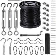 🔧 hanging kit for string lights - includes 164 ft nylon-coated stainless steel wire rope cable, turnbuckle, hooks, and comprehensive user manual for easy installation of globe string lights; sufficient accessories for outdoor light guide wire setup logo
