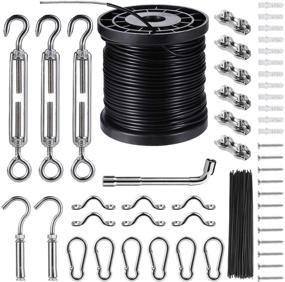 img 4 attached to 🔧 Hanging Kit for String Lights - Includes 164 FT Nylon-Coated Stainless Steel Wire Rope Cable, Turnbuckle, Hooks, and Comprehensive User Manual for Easy Installation of Globe String Lights; Sufficient Accessories for Outdoor Light Guide Wire Setup