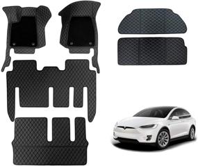 img 4 attached to 🚗 Тонкие коврики ThinSGO Tesla Model X на 7 мест: Всепогодные коврики из искусственной кожи для передних и задних багажников.