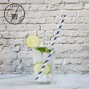 img 3 attached to Biodegradable Navy Blue Stripe Paper Straws - 10 inch Tall (100 Count), Eco-Friendly, Perfect for Large Tumblers, Travel Mugs, and Tall Cups