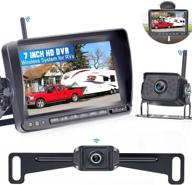 rv dual digital wireless backup camera kit: 7 inch lcd monitor, ip69 waterproof, wide-angle cameras - no interference, colorless, front & rear view logo