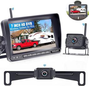 img 4 attached to RV Dual Digital Wireless Backup Camera Kit: 7 Inch LCD Monitor, IP69 Waterproof, Wide-Angle Cameras - No Interference, Colorless, Front & Rear View