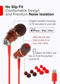 img 3 attached to 🎧 Symphonized NRG MFI Проводные наушники – Премиум наушники из подлинного дерева бубинга с шумоизоляцией – Красные разъемы для наушников для Apple iPhone/iPad/iPod