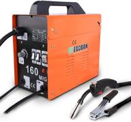 stegodon mig 160 welder: portable flux core wire automatic-feed 160 welder machine with free mask, arc 110v, electrode holder, work clamp, input power adapter cable, and brush (orange) logo