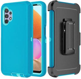 img 4 attached to 📱 Szfirstey Case with Belt-Clip Holster for Samsung Galaxy A32 5G - Full Body Rugged Shockproof Dustproof 3-Layer Military Protective Tough Phone Cover (Teak/Light Green)