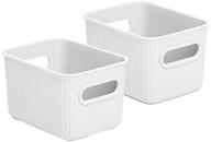 📦 superio ribbed plastic storage basket organizer - pack of 2, stackable closet storage bin for shelf, desk, pantry - ideal for storing toys, clothes, cosmetics, stationary (white, 1.5l) logo