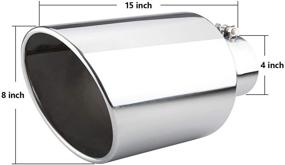 img 2 attached to 🚚 Diesel Truck Tailtip with 4-inch Inlet, 8-inch Outlet Exhaust Tip, 15-inch Length Muffler Tip, Rolled End Angle Cut