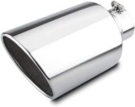 🚚 diesel truck tailtip with 4-inch inlet, 8-inch outlet exhaust tip, 15-inch length muffler tip, rolled end angle cut logo