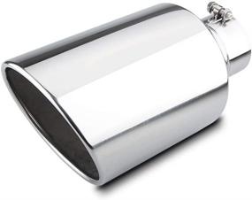 img 4 attached to 🚚 Diesel Truck Tailtip with 4-inch Inlet, 8-inch Outlet Exhaust Tip, 15-inch Length Muffler Tip, Rolled End Angle Cut