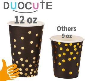 img 2 attached to 🎉 150PCS Black and Gold Party Supplies: Golden Dot Paper Dinnerware Set for Graduation, Birthday, Cocktail Party - Serves 25