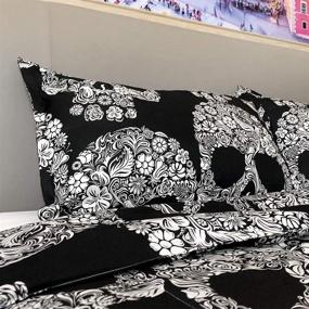 img 2 attached to 💀 ZHH Skull Comforter Queen Size: Ultra-Soft Sugar Skeleton Duvet Set - All Season Down Comforter with 2 Pillowcases - Black