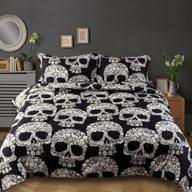 💀 zhh skull comforter queen size: ultra-soft sugar skeleton duvet set - all season down comforter with 2 pillowcases - black logo