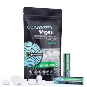 img 4 attached to Surviveware 200 Count Compressed Wipes, Compact Towels, Toilet Paper Tablets