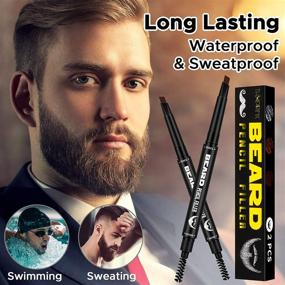 img 1 attached to Beard Filler Pencil for Men - 2 Pack | Natural Finish, Long Lasting | Dark Brown Shade | Ideal for Patchy Beard and Moustache