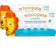 👶супермягкие влажные салфетки из 100% чистого хлопка от whoopsie wipes - универсальные для сухого или влажного использования - нежные и мягкие - гипоаллергенные - особенно прочные и впитывающие - идеальны для смены подгузников, заложенного носика, слюнотечения, приема пищи и кормления грудью (2 пачки) логотип