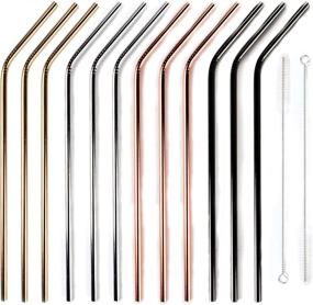 img 4 attached to Reusable Stainless Straws Colors Silver Kitchen & Dining