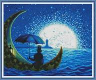 maydear moon ship stamped cross stitch kit - pre-printed embroidery starter set for adult beginners, 14ct, 18.8×15.7 inch logo