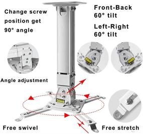 img 1 attached to 🔧 Heavy Duty Universal Projector Mount, Ceiling/Wall Mount Bracket, Max Load 45lbs, Extendable 15.7-23.6in / 40-60cm, Adjustable Angle, White