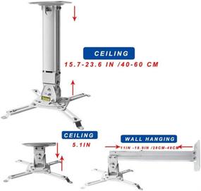 img 3 attached to 🔧 Heavy Duty Universal Projector Mount, Ceiling/Wall Mount Bracket, Max Load 45lbs, Extendable 15.7-23.6in / 40-60cm, Adjustable Angle, White